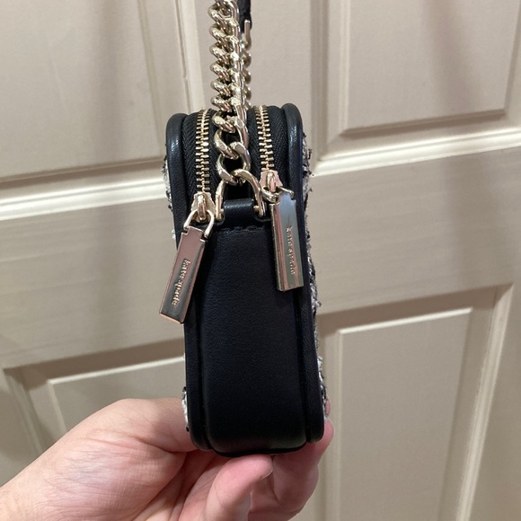 Kate Spade Black Natalia Double Zip Tweed Crossbody Purse Bag - Picture 10 of 16